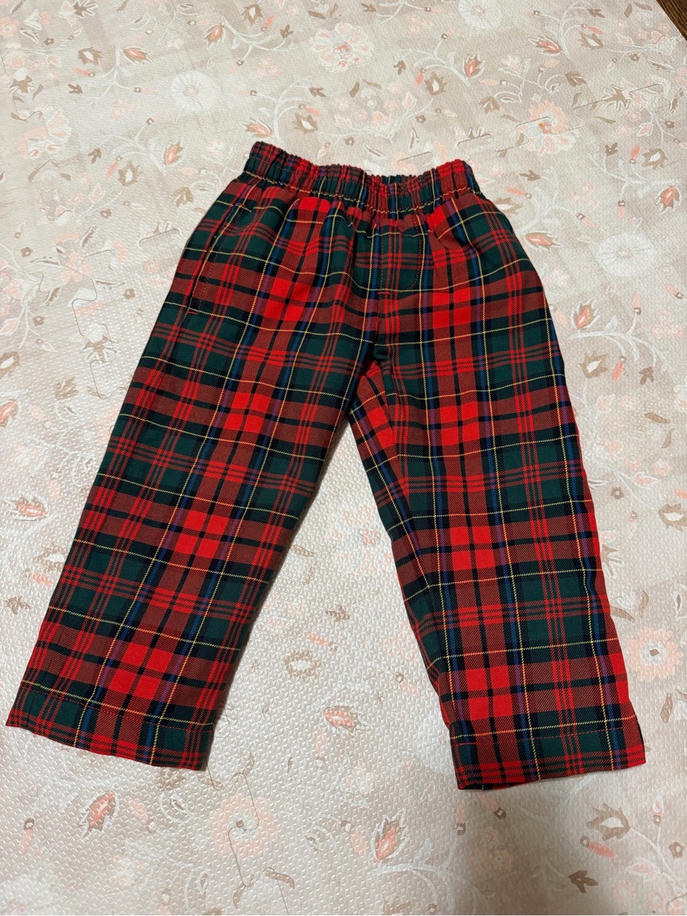 Beaufort Bonnet Red and Green Tartan Plaid Elastic Waist Pants
